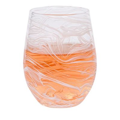 Puro Marbled Stemless Wine Glass