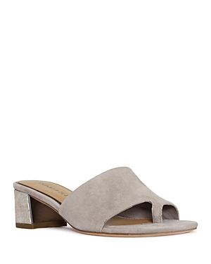 Shop Donald Pliner Women's Toe Loop Block Heel Slide Sandals In Light Taupe