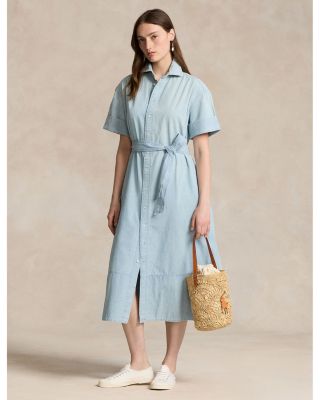 【注目】Lauren Ralph LaurenベルトChambray Shirtdress Belted Chambray Shirtdress