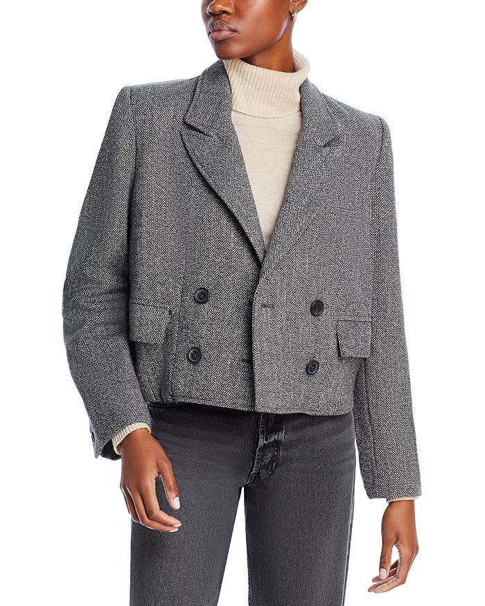 Blazer Free People Donna Cassius Rosa Taglia L (14-16) - Modello Corto In Tweed, Nuovo Con Etichette