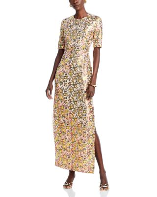 Rosetta Getty Short Sleeve Sequin Gown