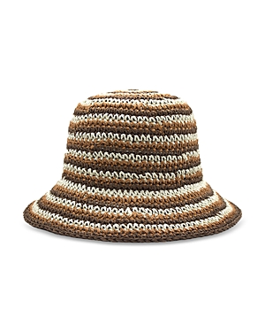 Physician Endorsed Harley Crochet Raffia Striped Bucket Hat In White/brown