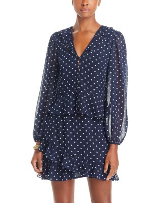 AQUA - Ruffle Trim Polka Dot Blouse - Exclusive