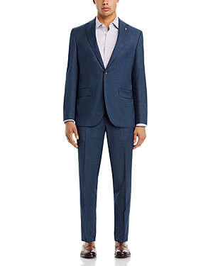 Shop Jack Victor Napoli Tic Weave Regular Fit Suit In Mid Blue