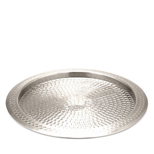 Shop Blue Pheasant Conway Round Tray In Shiny Nickel