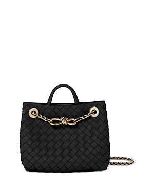 Shop Bottega Veneta Andiamo Small Leather Shoulder Bag In Black/brass