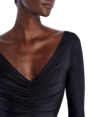 Ruched Front Three Quarter Sleeve Gown