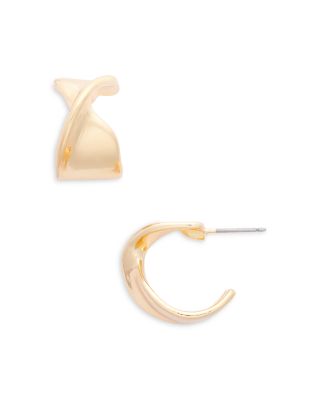 AQUA - Twist C Hoop Earrings in 16K Gold Plated - Exclusive