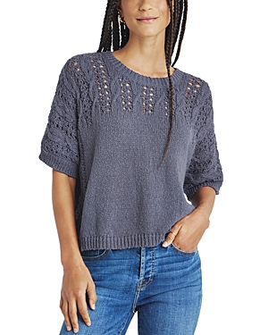 Splendid Mason Short Sleeve Sweater In Ash Navy