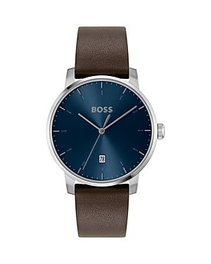 Shop Hugo Boss Dean Watch, 41mm In Blue/brown