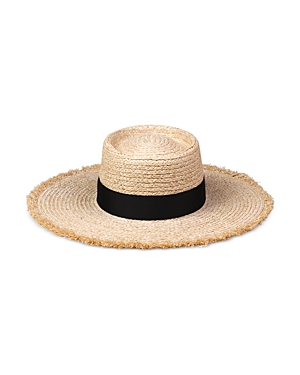 Lack Of Color The Ventura Straw Boater Hat In Tan/black