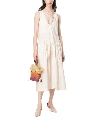 open lace back dress Sleeveless midi dress in geometric crochet
