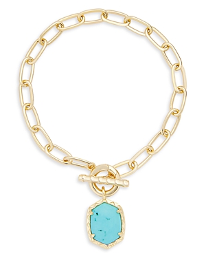Shop Kendra Scott Daphne Large Hexagon Stone Dangle Toggle Bracelet In Gold Variegated Turquoise Magnesite