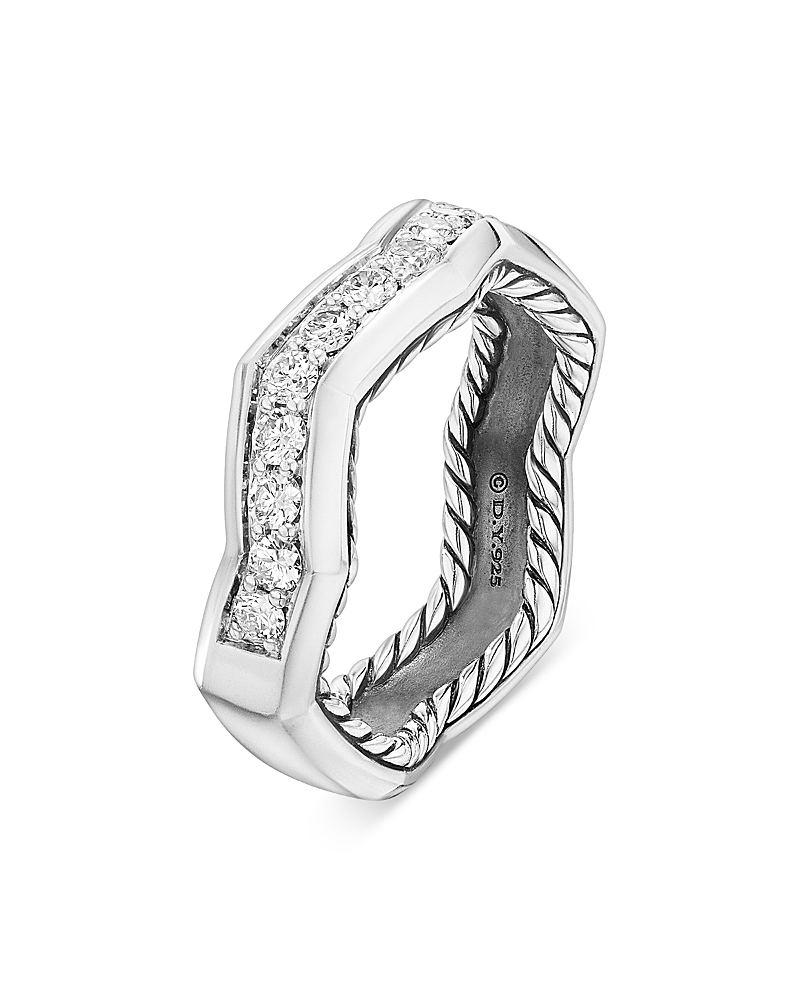 David Yurman Stax Zig Zag Ring in Sterling Silver with Diamonds, 5mm
