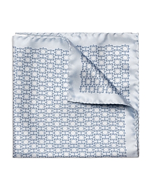 Shop Eton Geometric Silk Pocket Square In Light Pastel Blue