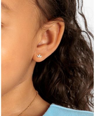 Children's 14K Gold Twinkling Trio Marquise Studs Girls' Screw Back Earrings