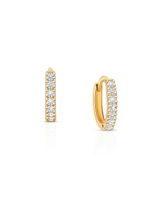 Tiny Blessings - Girls' 14K Gold 9mm Timeless Pave Huggie Hoop Earrings - Baby, Little Kid, Big Kid