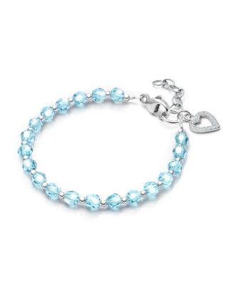 Tiny Blessings Girls' Sterling Silver Birthstone Crystal 6.25 Bracelet - Big Kid