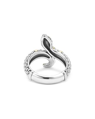 18K Yellow Gold & Sterling Silver Rare Wonders Caviar Bead Snake Ring