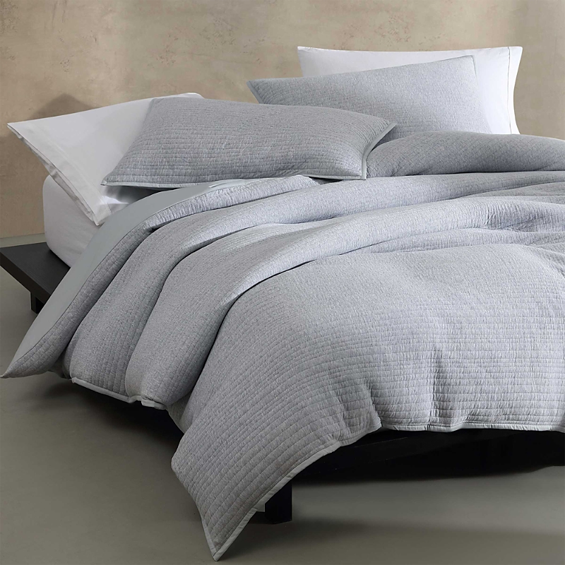 Calvin Klein Modern Cotton Ribbed Matelasse Duvet Cover Set In Grey/blue
