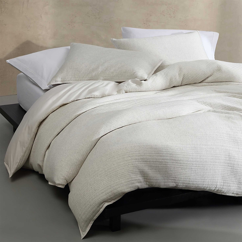 Calvin Klein Modern Ribbed Jersey 3 Piece Duvet Cover Set, Queen In Ivory/grey