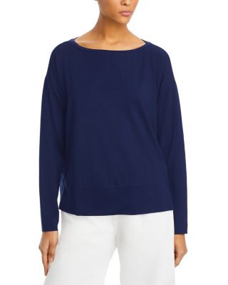 Eileen Fisher Boat Neck Long Sleeve Boxy Top