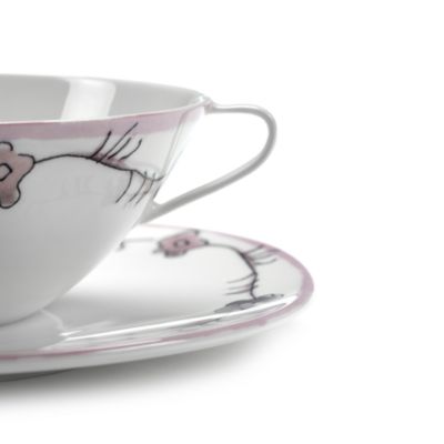 Marni Dark Viola Soup Bowl with Handles & Saucer