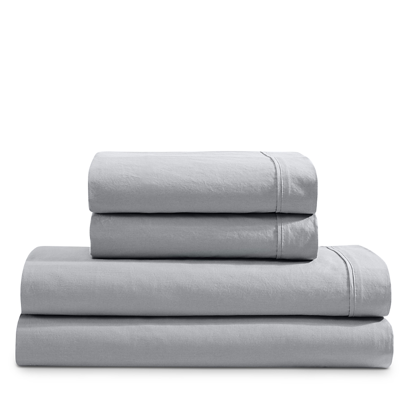 Calvin Klein Washed Percale 4 Piece Sheet Set, King In Medium Grey
