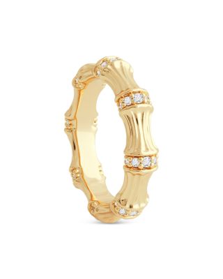 Sculpted Bamboo Ring in 18K Gold Plated 