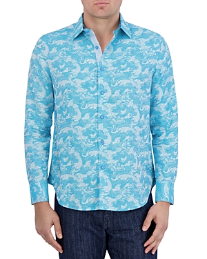 Robert Graham Poseidon Long Sleeve Button Down Shirt In Turquoise