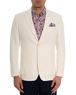 Shop Robert Graham Johnson Tailored Fit Notch Lapel Textured Blazer In White