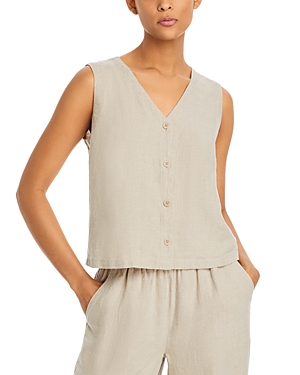 Shop Eileen Fisher Linen Vest In Undyed Natural