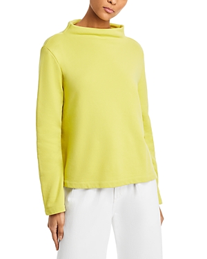 Eileen Fisher Funnel-neck Organic Cotton Top In Citron