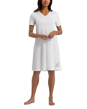 Shop Hanro Michelle Cotton Short Sleeve Nightgown In White