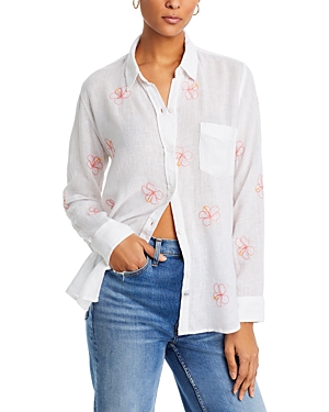 Shop Rails Charli Embroidered Shirt In Hibiscus Embroided