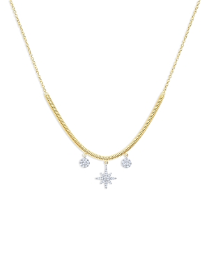 Shop Meira T 14k White Gold & 14k Yellow Gold Diamond Starburst Statement Necklace, 18 In White/gold