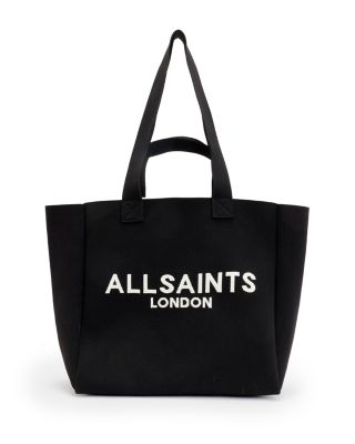Allsaints Ali Logo-print Cotton-canvas Tote Bag In Black