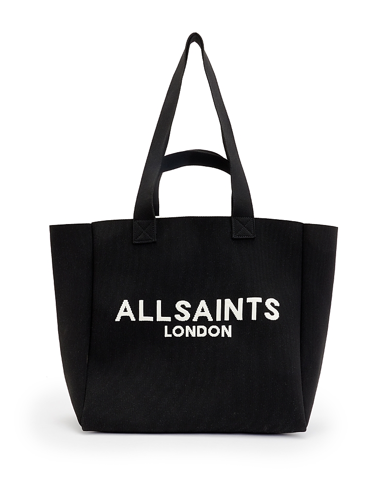 Allsaints Ali Logo-print Cotton-canvas Tote Bag In Black
