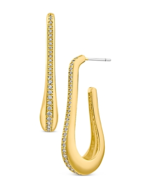 Cz By Kenneth Jay Lane Pave Elongated Hoop Earrings In Gold