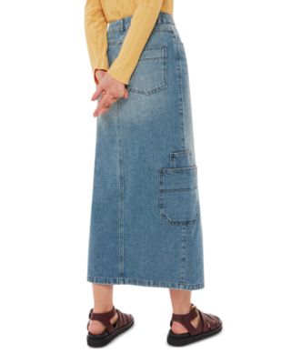Cora Utility Cotton Denim Maxi Skirt