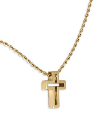 Open Cross Pendant Necklace in 14K Yellow Gold, 18"