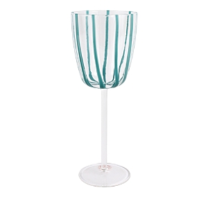 Vietri Nuovo Stripe Wine Glass In Teal
