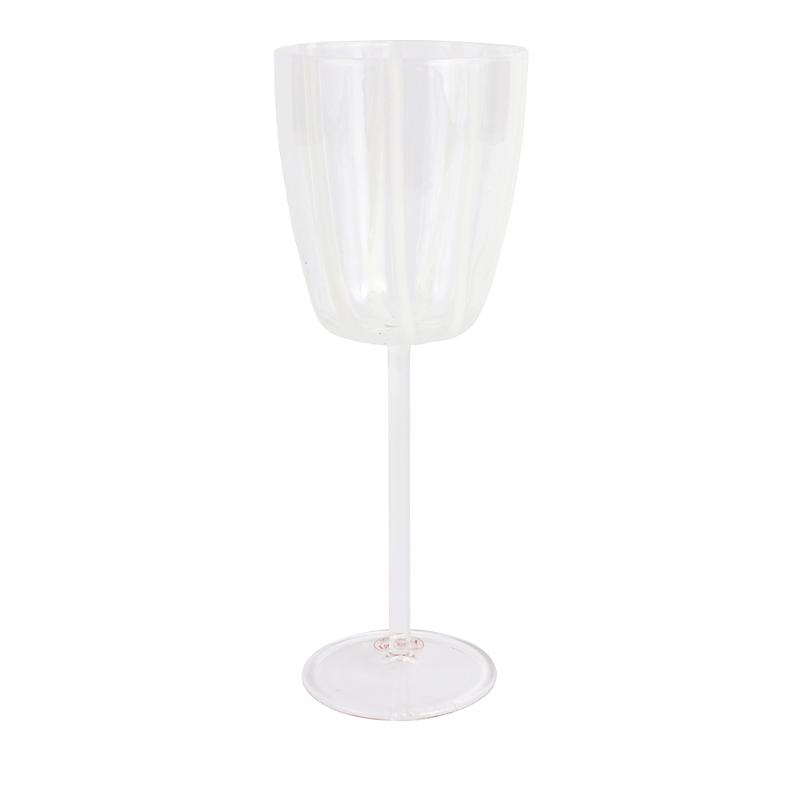 Vietri Nuovo Stripe Wine Glass In White