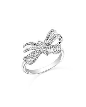 Shop Bloomingdale's Diamond Bow Ring In 14k White Gold, 0.55 Ct. T.w.