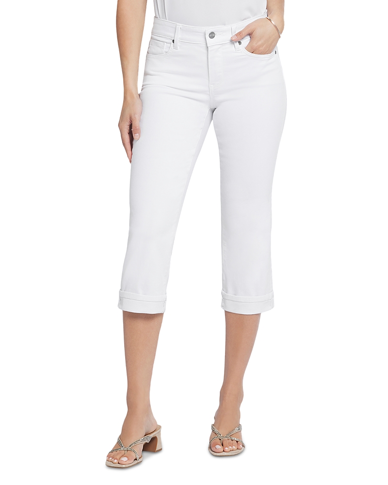 Shop Nydj Petite Marilyn Cuffed Cropped Straight Jeans In Black & Optic White