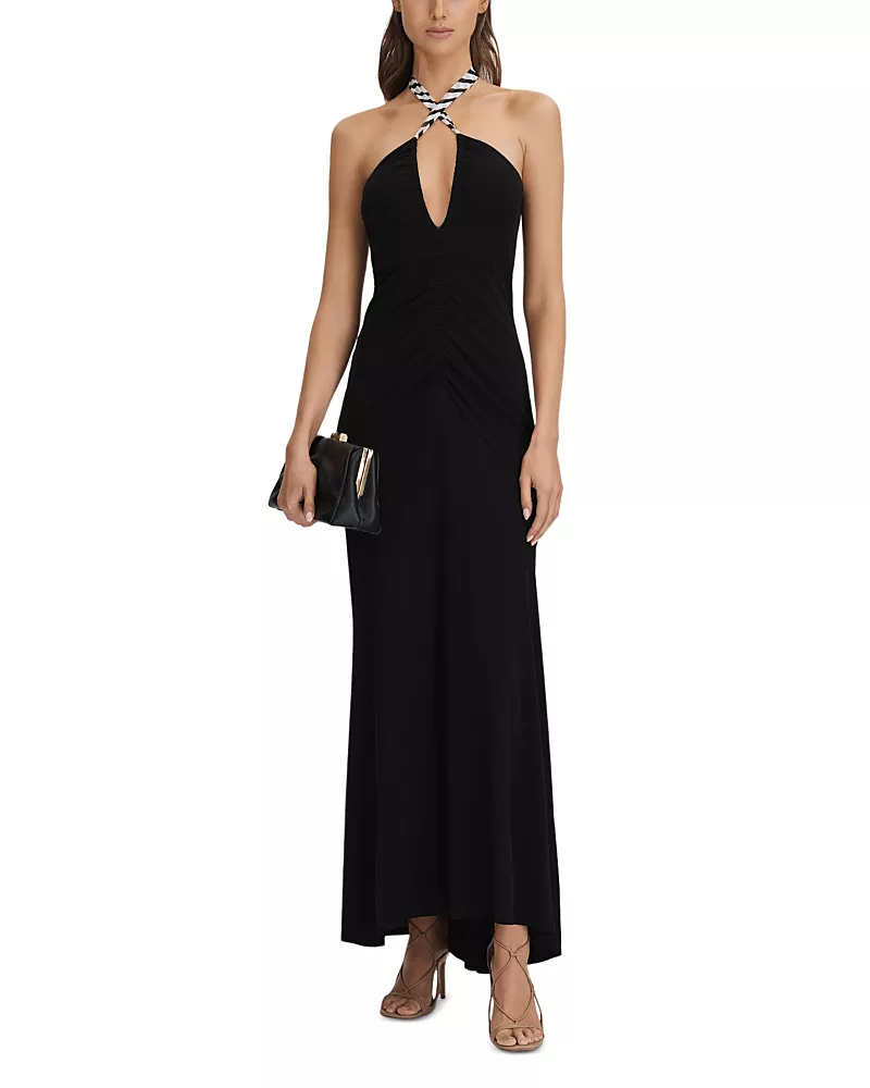 Reiss Iris Printed Tie Jersey Dress
