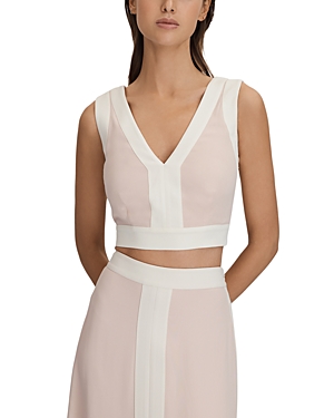 Shop Reiss Rosalia Color Blocked Top In Nude/ivory