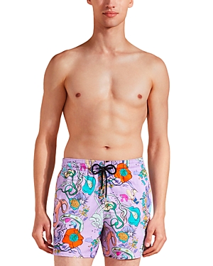 Vilebrequin Moorea Abstract Floral Stretch Swim Trunks In Lilac