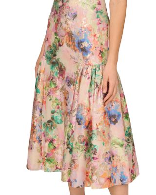 Aidan Mattox Jacquard Floral Print Square Neck Sleeveless