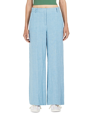 Shop Weekend Max Mara Malizia Linen Wide Leg Pants In Water